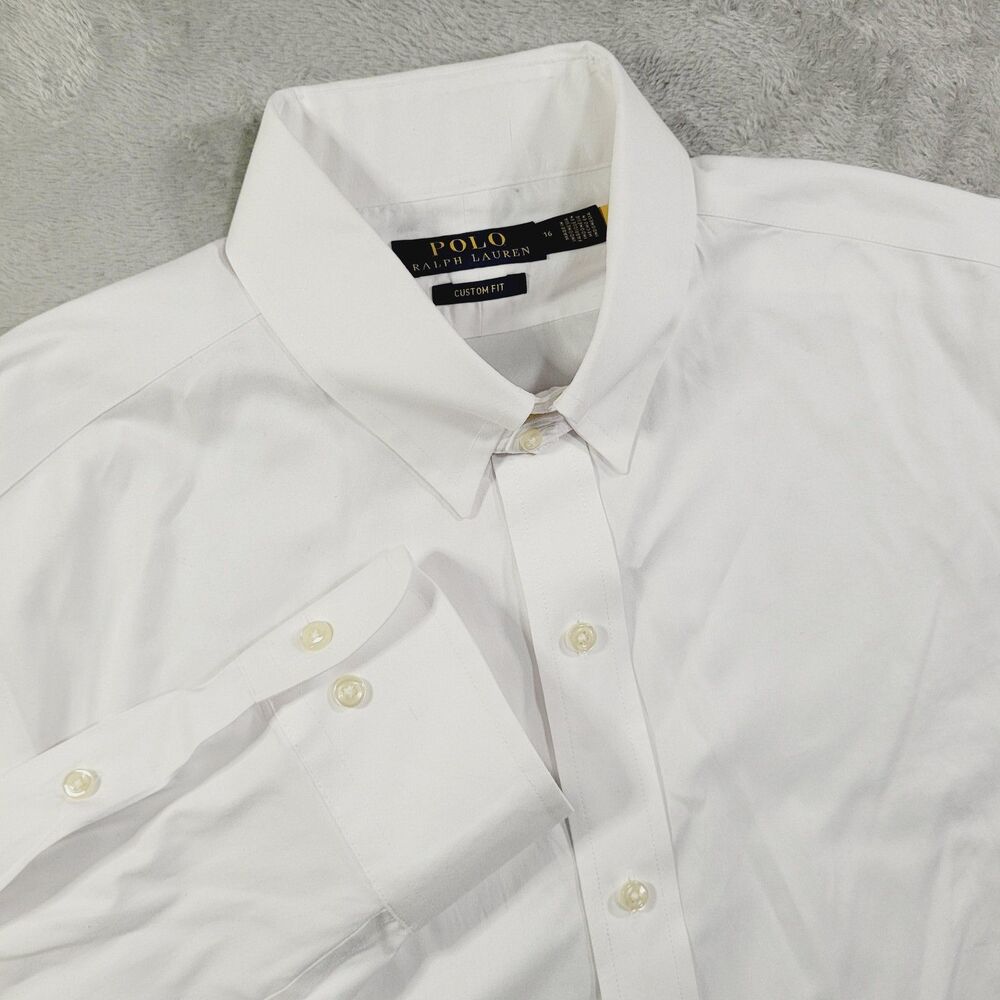 Polo Ralph Lauren Dress Shirt Mens 16 34/35 White Slim Fit Long Sleeve Cotton